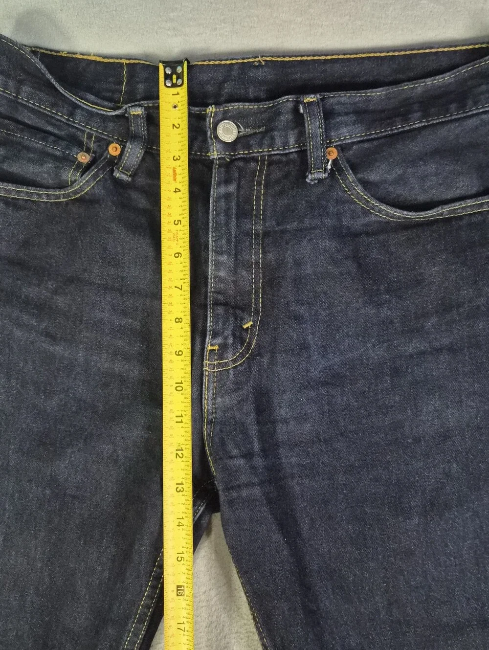 Levi's 505 baggy navy blue straight leg jeans Size mens 42x32 #denim
